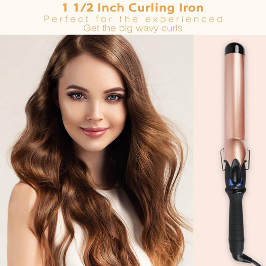 3 Barrel Wave Crimping Iron With Lcd Display, 1 Inch Ceramic Triple Barrel Beach Waver, Dual Voltage