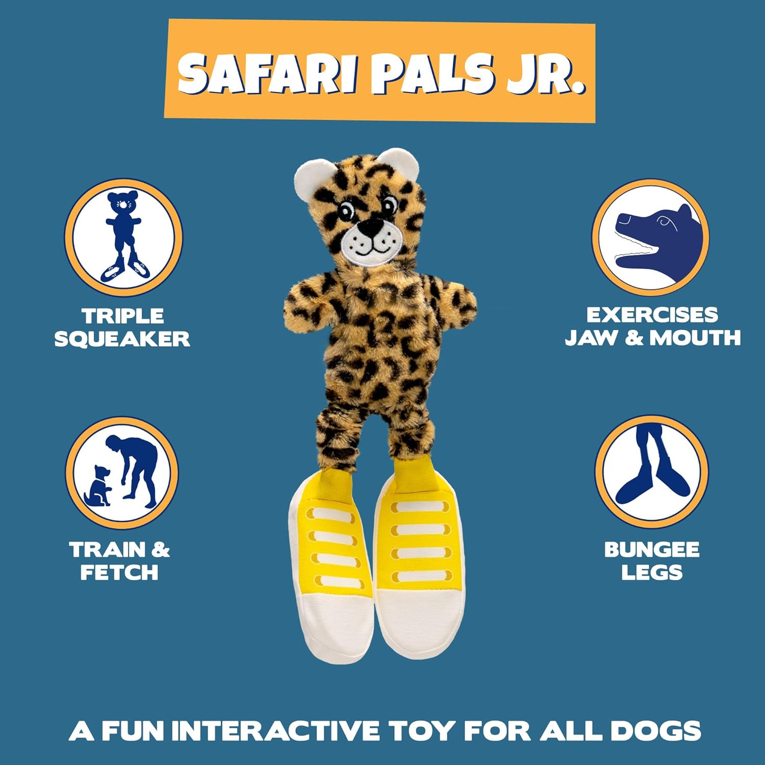 Pet Supplies : Pet Factory Squeaky Sneakers Bungee Tug Plush Dog Toy, Randomly Selected - Leopard OR Zebra, One Size : Amazon.com