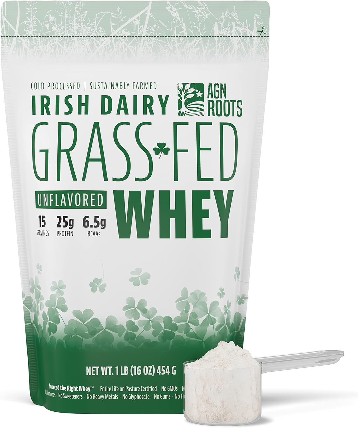 AGN Roots Grass Fed Whey Protein Powder Isolate - Unflavored - Unsweet