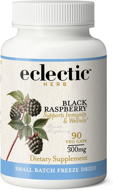 ECLECTIC INSTITUTE Raw Freeze-Dried Non-GMO Black Raspberry Capsules | Antioxidant Flavonoid Support | 90 CT