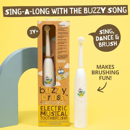 Jack N' Jill Kids Buzzy Brush Replacement Heads - Rotary Design With Soft Vibrations, Only Compatible With Buzzy Brush Electic Musical Toothbrush, Pack Of 2