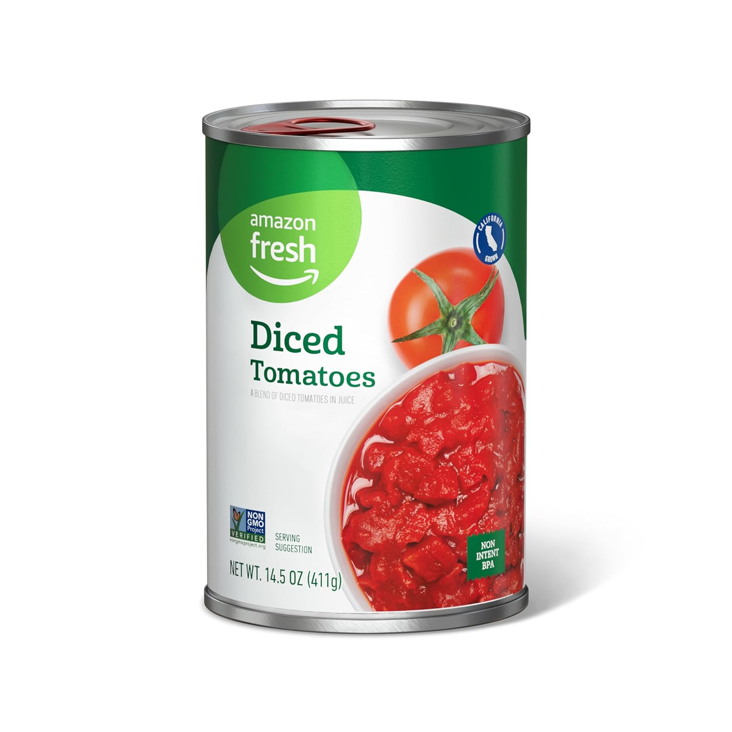 Amazon Fresh, Diced Canned Tomatoes In Tomato Juice, 14.5 Oz (Previously Happy Belly, Packaging May Vary)