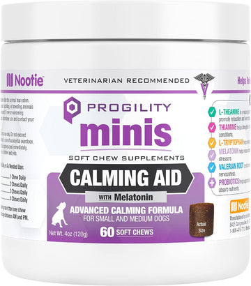 Nootie Progility Mini Calming Aid, Calming Chews for Dogs for Stress and Anxiety Relief, 60 Soft Chews per Container