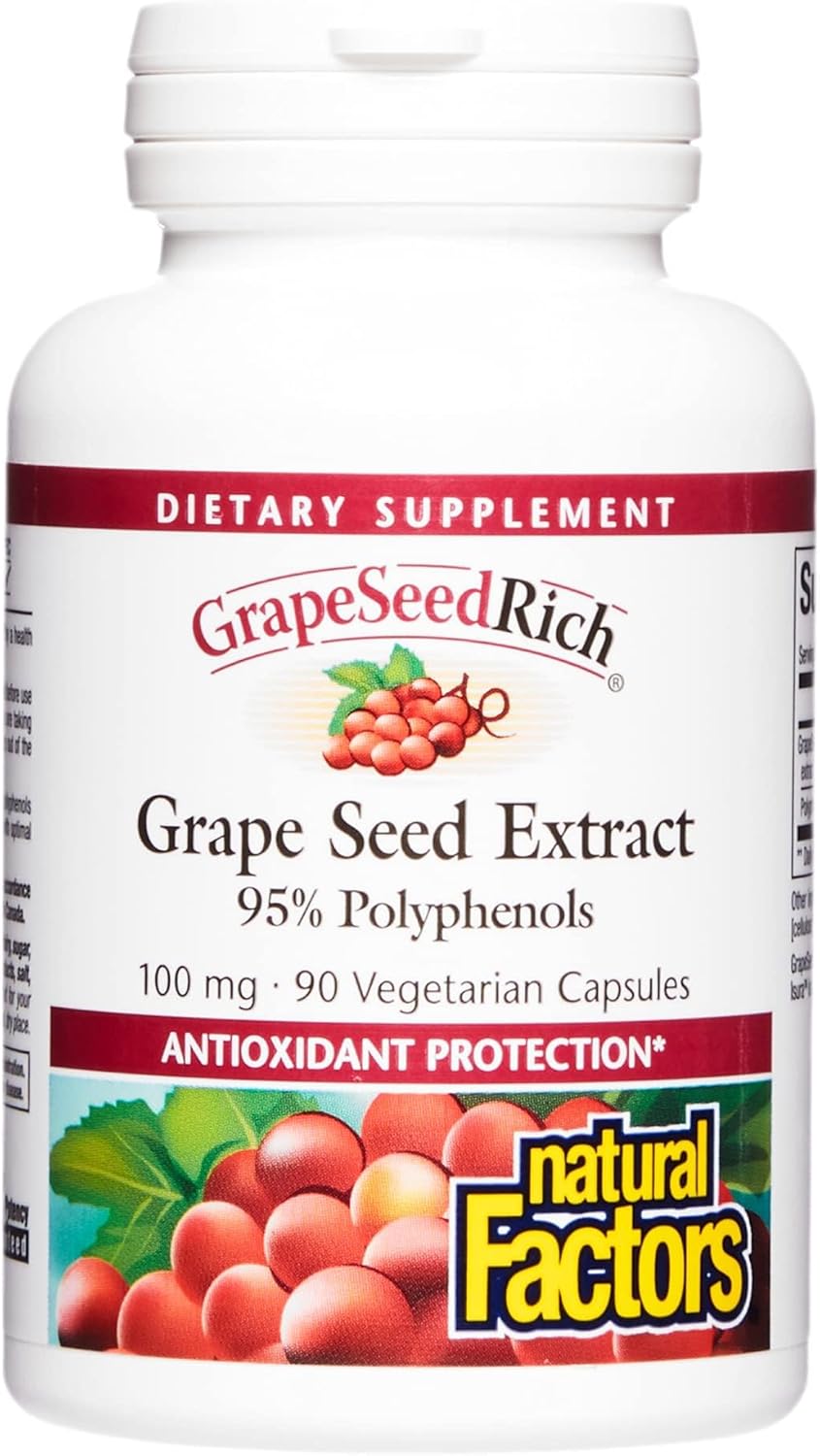 Natural Factors, Grapeseedrich Grape Seed Extract, Antioxidant Support For Healthy Inflammatory Response, 90 Capsules
