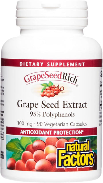 Natural Factors, Grapeseedrich Grape Seed Extract, Antioxidant Support For Healthy Inflammatory Response, 90 Capsules