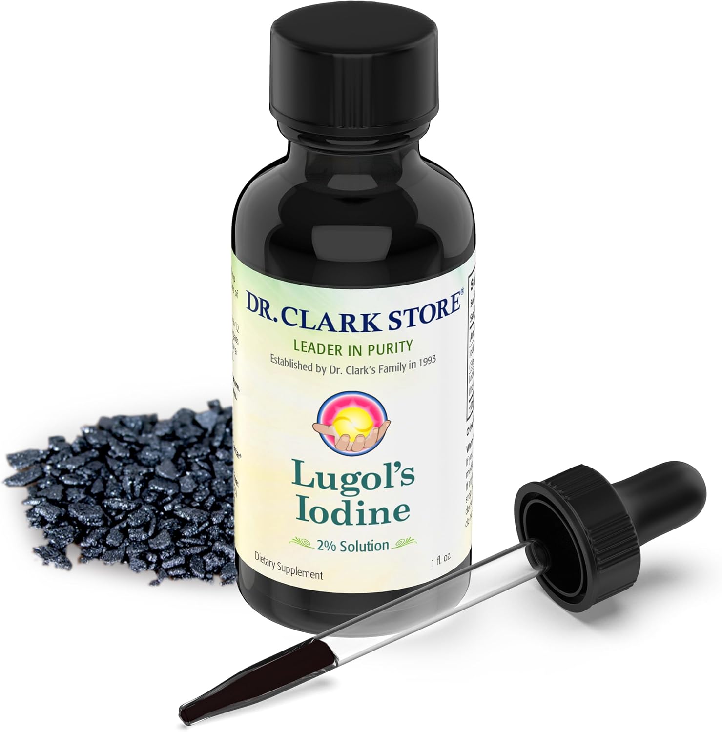 Stomach Saver From Dr. Clark Store, Contains Lugol’S Iodine 2% Granular Iodine - 1 Fl. Oz With A Dropper And Cone Cap For Traveling