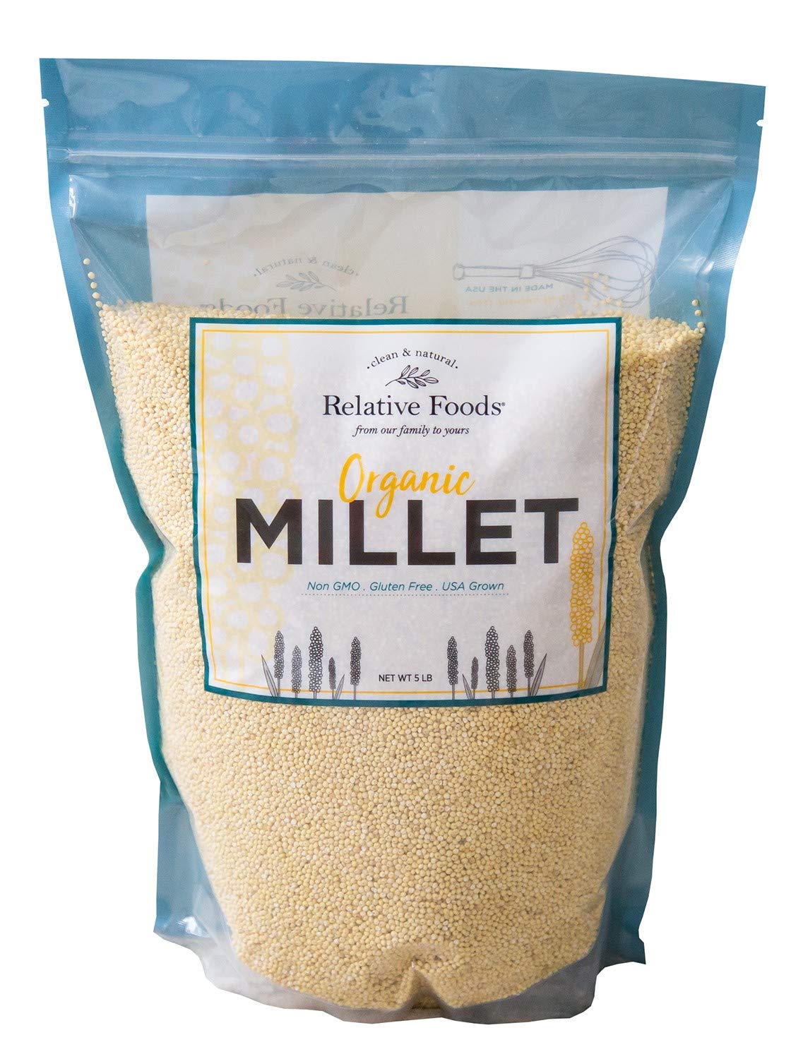 Whole Organic Hulled Millet Seed - 5Lb Millet Organic Whole Grain Seed- Gluten-Free Organic Millet Grain For Porridge, Salads, Fruits - Non-Gmo Millet Packed W/Proteins, Fiber, & More