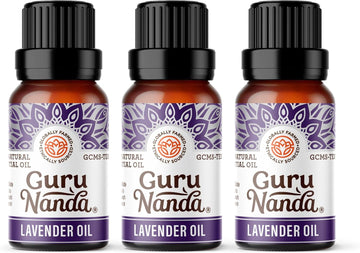 Gurunanda Lavender Essential Oil - 100% Pure, Natural And Undiluted Aromatherapy Oil For Diffusers, Massage & Diy Recipes - Helps To Relax (3X1 Fl Oz)