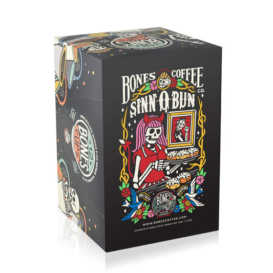Bones Coffee Company Flavored Coffee Bones Cups Sinn-O-Bunn Cinnamon Bun Flavor | 12ct Single-Serve Coffee Pods Compatible with Keurig 1.0 & 2.0 Keurig Coffee Maker