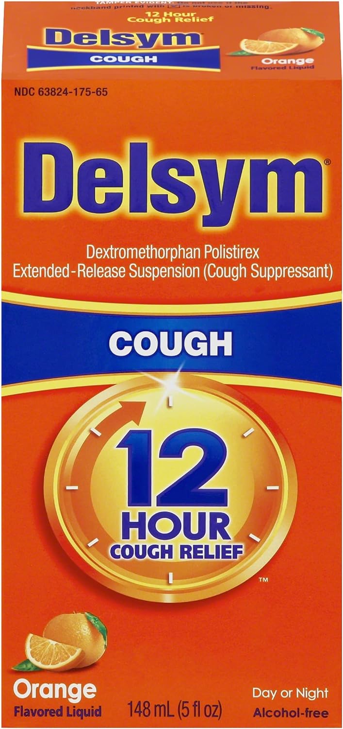 Delsym Adult Cough Suppressant Liquid, Orange Flavor, 5 Oz