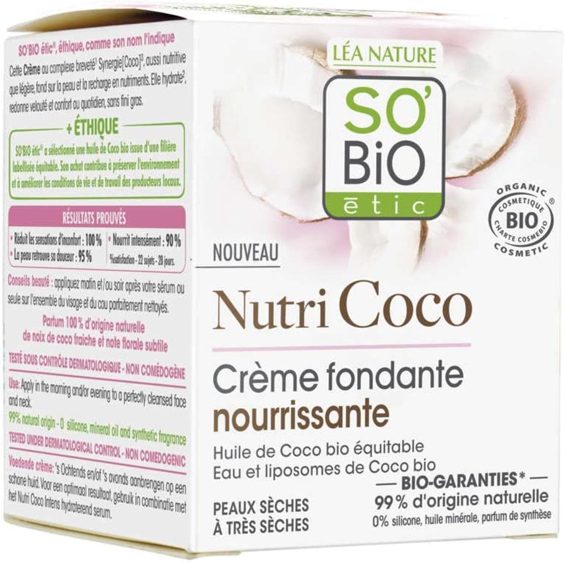 So'Bio Étic Nutri Coco Nourishing Fondant Cream For Dry To Very Dry Skin 50Ml
