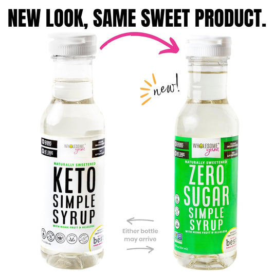 Wholesome Yum Keto Simple Syrup - Skinny Sugar Free Simple Syrup With Monk Fruit & Liquid Allulose - For Cocktails, Coffee, Drinks & Cooking - Natural, Non Gmo, Low Carb, Gluten Free, Vegan (12 Fl Oz)