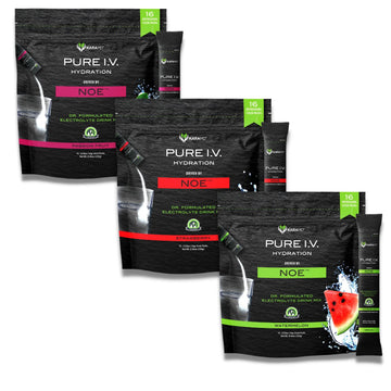 KaraMD Pure I.V. - Electrolyte Powder Drink Mix 3 Flavor Bundle ? Refreshing & Delicious Hydrating Packets with Vitamins & Minerals ? 1 Passion Fruit - 1 Strawberry - 1 Watermelon Bag (48 Sticks)