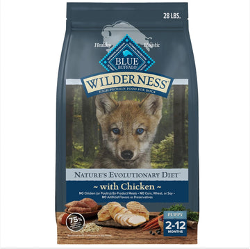 Blue Buffalo Wilderness High-Protein Natural Dry Food For Puppies, Chicken Recipe, 28-Lb. Bag