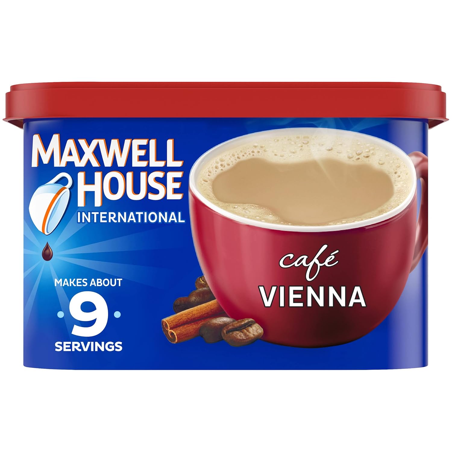 Maxwell House International Café Flavored Instant Coffee, Café Vienna, 9 Ounce Canister