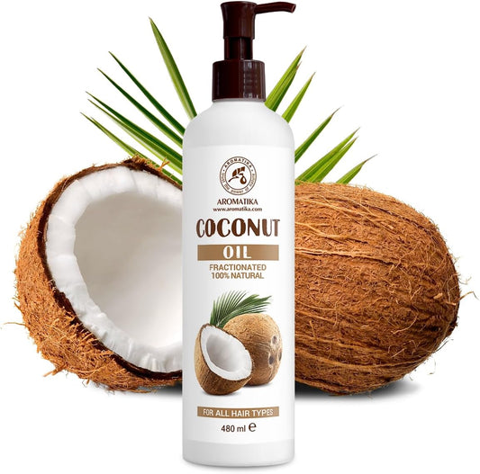 Fractionated Coconut Oil 480Ml - 100% Pure & Natural Coconut Oils - Base Oil - Odorless - Intensive Hair Treatment For Hair - Beauty - Helps Grow Longer & Stronger
