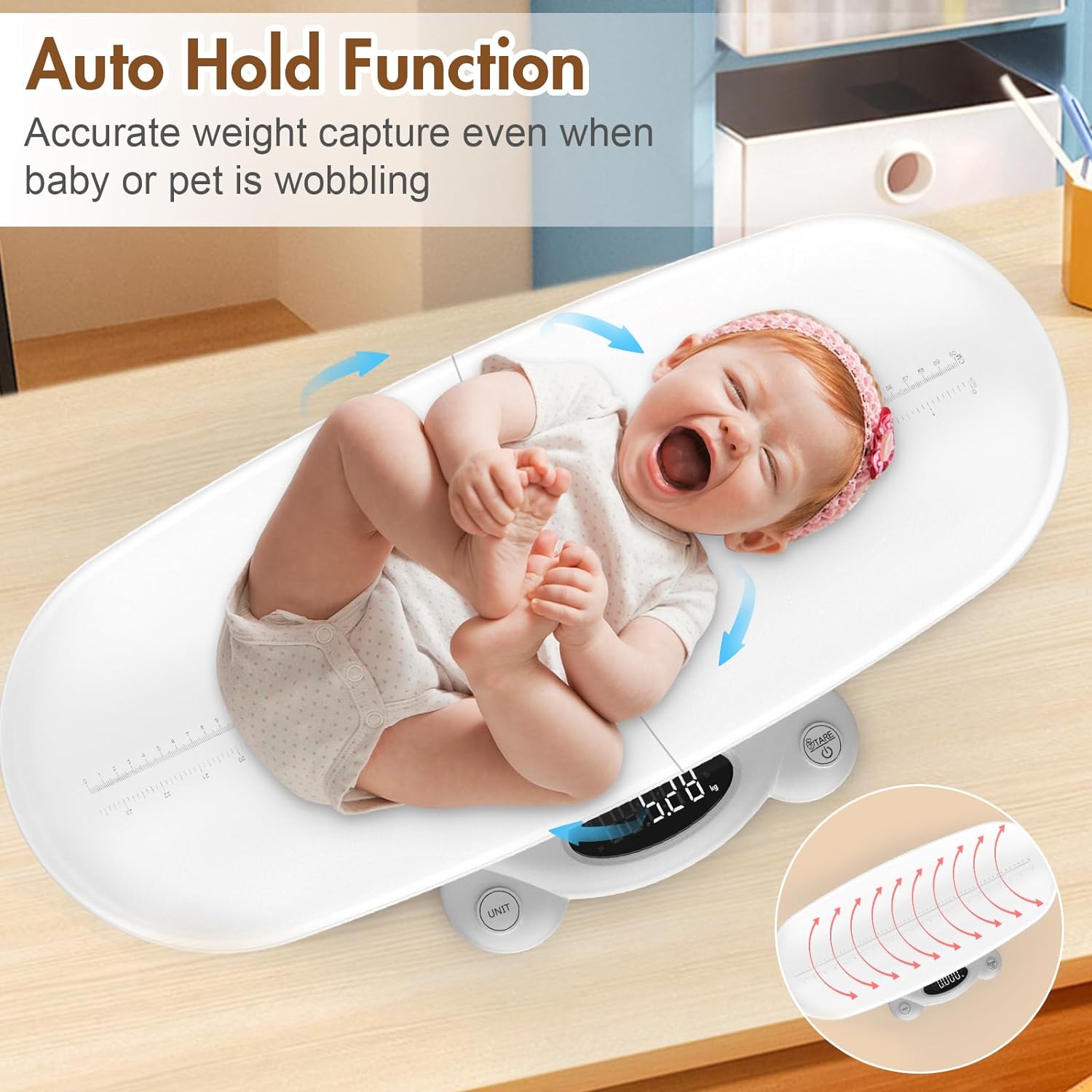 Abdtech Digital Baby Weight Scale - Weighing Scale for Pet Infant Toddler - Removable Scales for Body Weight with Hold Function&Height Measurement : Baby