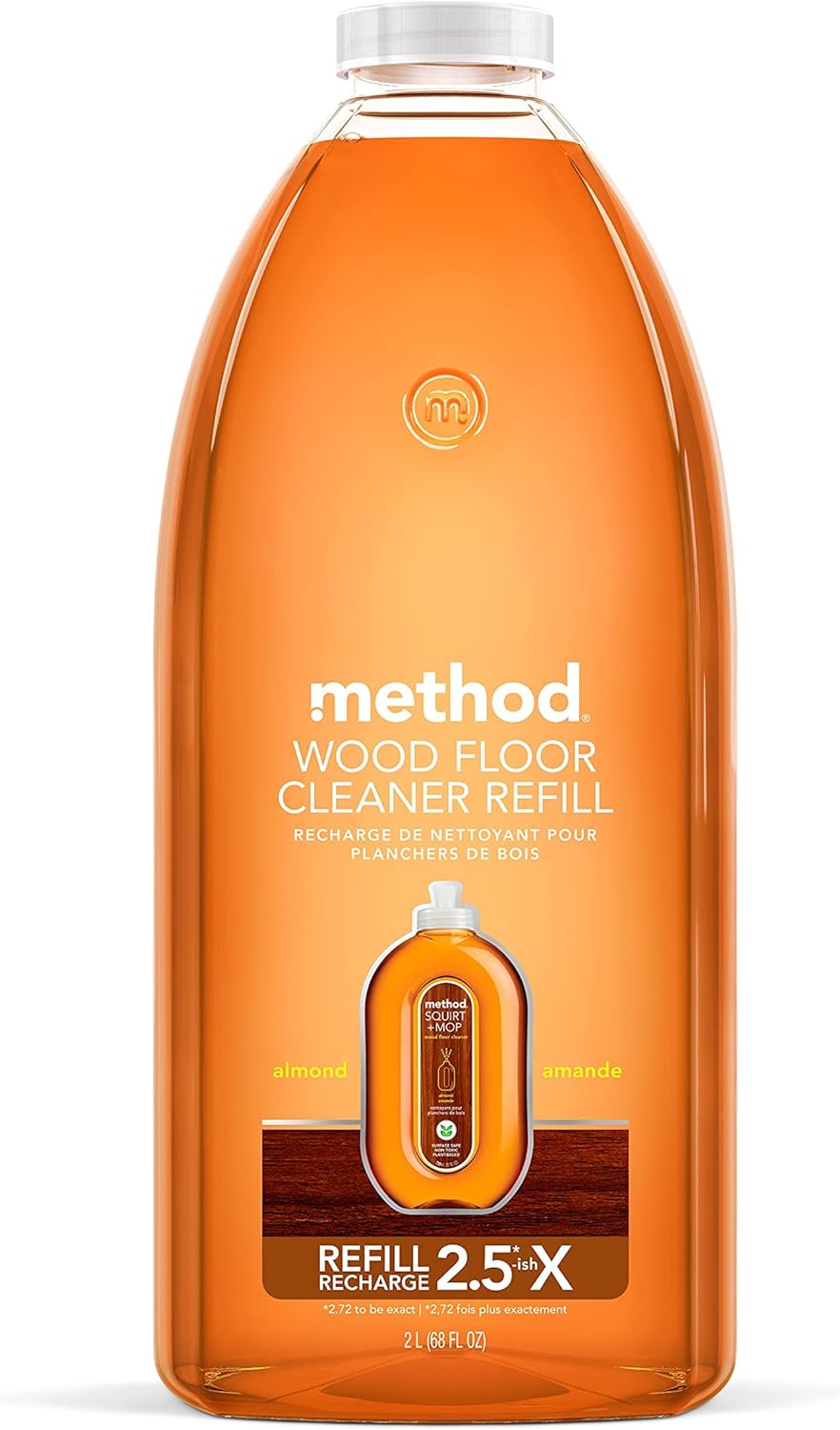 Method Hardwood Floor Cleaner Squirt + Mop Refill, Almond, For Sealed Hardwood And Laminate Floors, 68 Fl Oz (Pack Of 1)