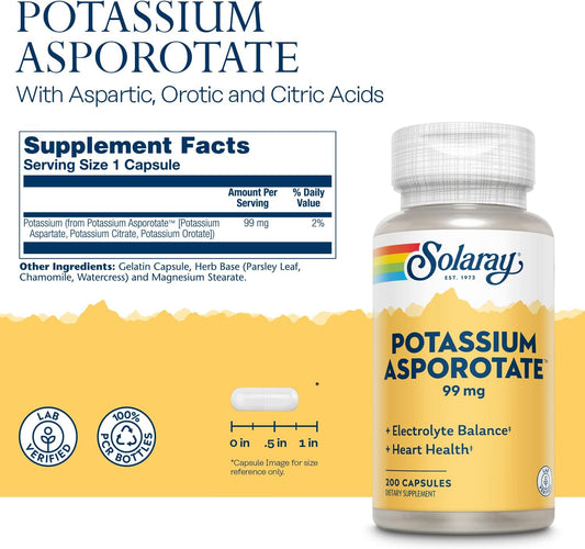 Solaray Potassium Asporotate Supplement, 99 Mg | 200 Count