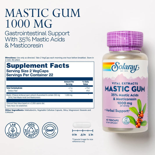 Solaray Mastic Gum Extract 500 Mg 45 Count