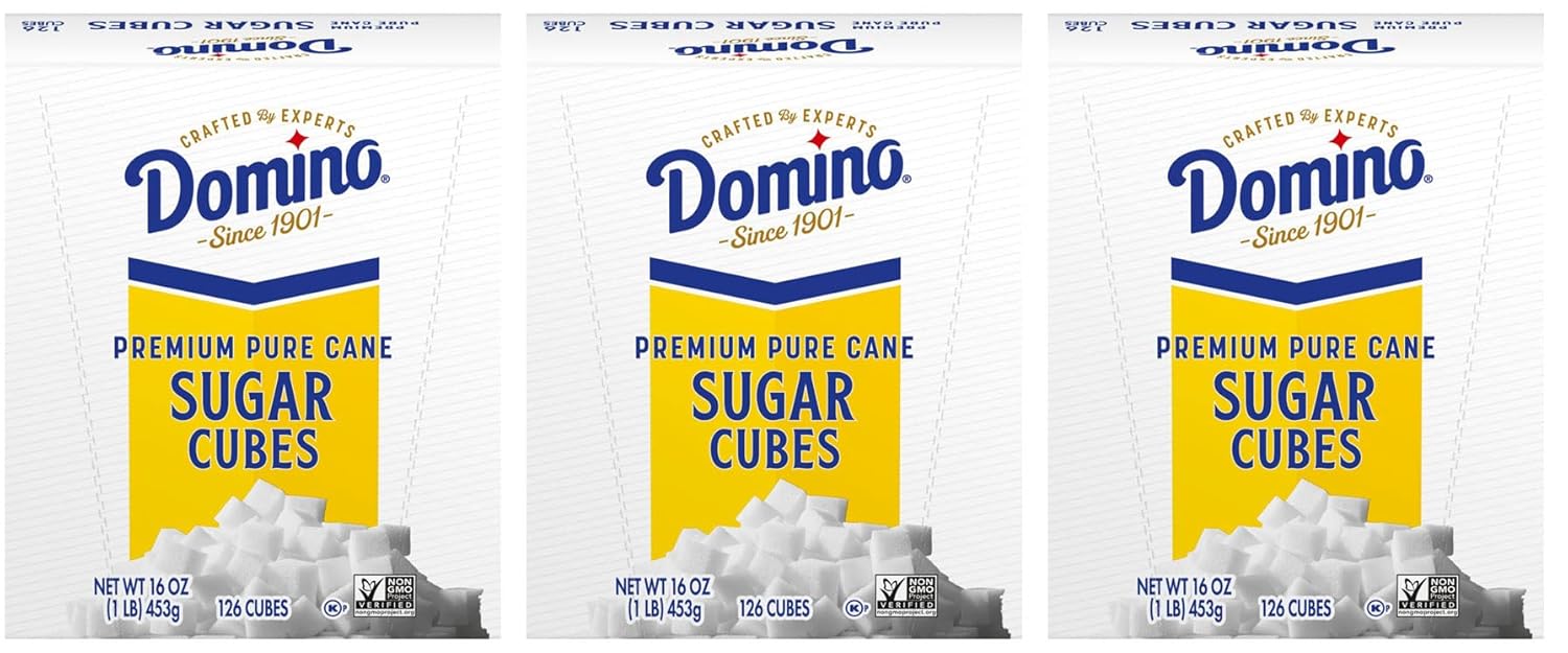 Domino Premium Pure Cane Sugar Cubes, 3 Lb E-Commerce Pack (1 Lb Box, 126 Cubes, Pack Of 3)