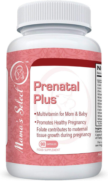 Mama’S Select Prenatal Plus, Natural Prenatal Vitamins For Women, 1 A Day Serving, Methylfolate Complete Vitamins For Pregnant Women And Women Trying To Conceive - Easy To Swallow - 90 Veggie Capsules