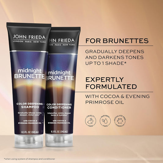 John Frieda Brilliant Brunette Visibly Deeper Bundle: Color Deepening Shampoo & Conditioner, 8.3 Ounce Each