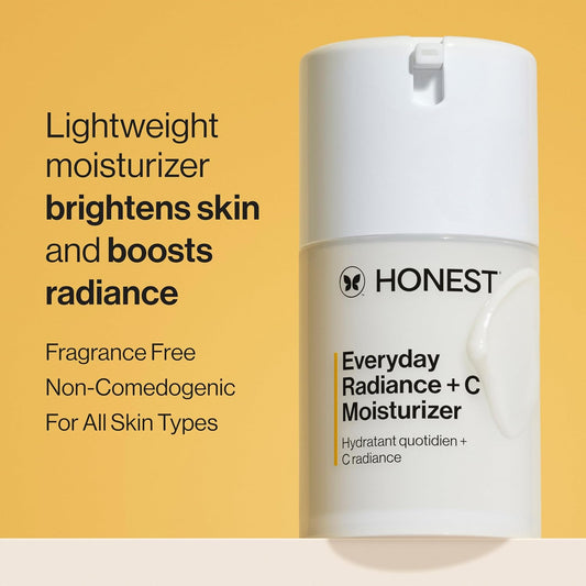 Honest Beauty Everyday Radiance Vitamin C Lightweight Moisturizer | Brightens + Improves Skin Tone | Gentle For Sensitive Skin, Fragrance Free, Vegan | 1.7 Fl Oz