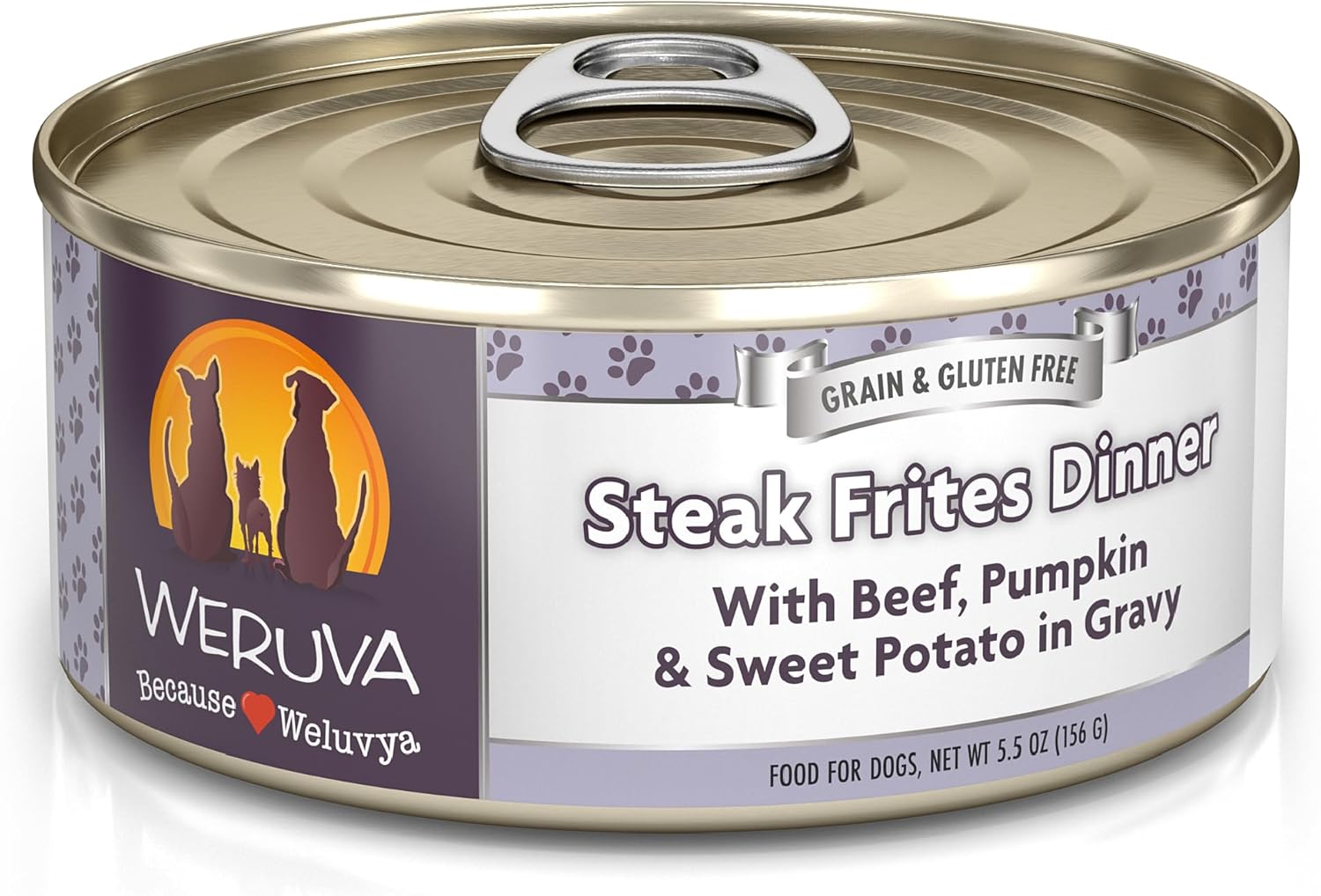 Weruva Classic Dog Food, Steak Frites With Beef, Pumpkin & Sweet Potato In Gravy, 5.5Oz Can (Pack Of 24)