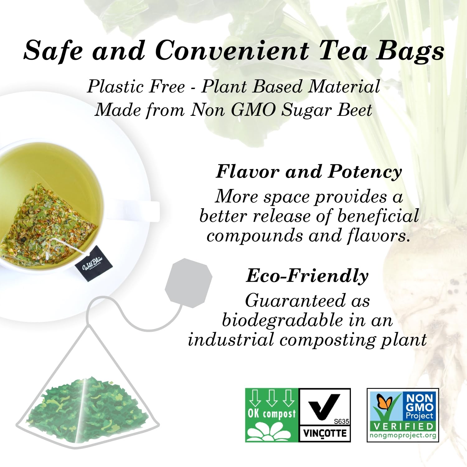 Wild Bliss Organic Linden Flower Herbal Tea - Caffeine Free Tisane - 20 Plant Based Tea Bags