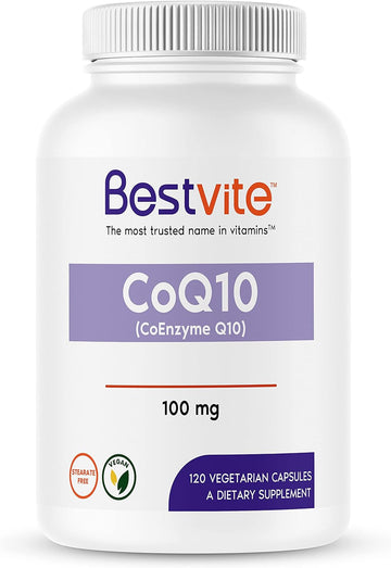 BESTVITE Coenzyme CoQ10 100mg (120 Vegetarian Capsules) Naturally Fermented - No Stearates - No Fillers - Vegan - Non GMO - Gluten Free