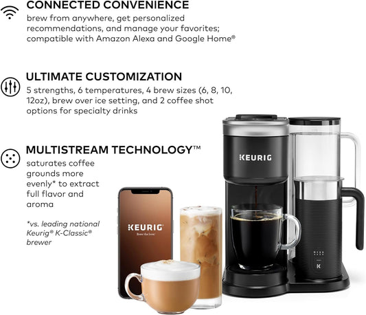 Keurig K-Cafe Smart Single Serve K-Cup Pod Coffee, Latte And Cappuccino Maker, Black