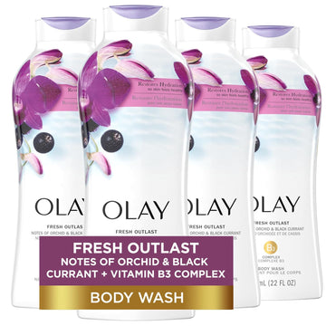 Olay Fresh Outlast Body Wash For Women, Restores Hydration For Smooth & Healthy Skin, Orchid & Black Scent, 22 Oz (Pack Of 4)