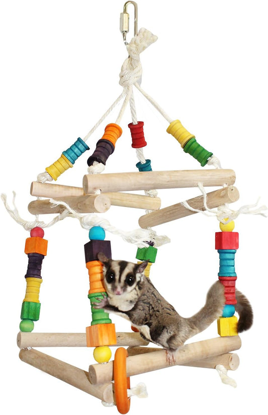 Jungle Gym - Interactive Climbing Cage Accessory Swing Toy - Sugar Gliders, Rats, Chinchillas, Ferrets, Parrots, Hamsters, Squirrels, Hedgehogs, Guinea Pigs, Rabbits, Prairie Dogs, Marmosets, Degus