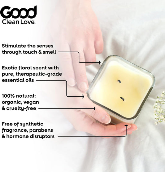 Good Clean Love Caribbean Rose Massage Candle, Warms Into An Aromatic & Intimate Massage Oil, 100% Natural, Made With Pure Essential Oils, Exotic Sensual Rose Scent, Aphrodisiac Fragrances, 12 Oz