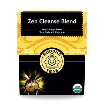 Buddha Teas Organic Zen Cleanse Blend - Ou Kosher, Usda Organic, Ccof Organic, 18 Bleach-Free Tea Bag