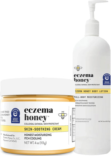 Eczema Honey Original Skin-Soothing Cream & Oatmeal Body Lotion - Bundle For Sensitive Skin - Cruelty Free