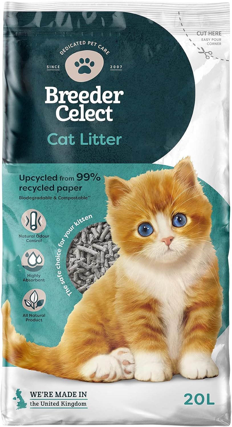 BreederCelect 99 Percent Recycled Paper Cat Litter, 20 L?09BRC20