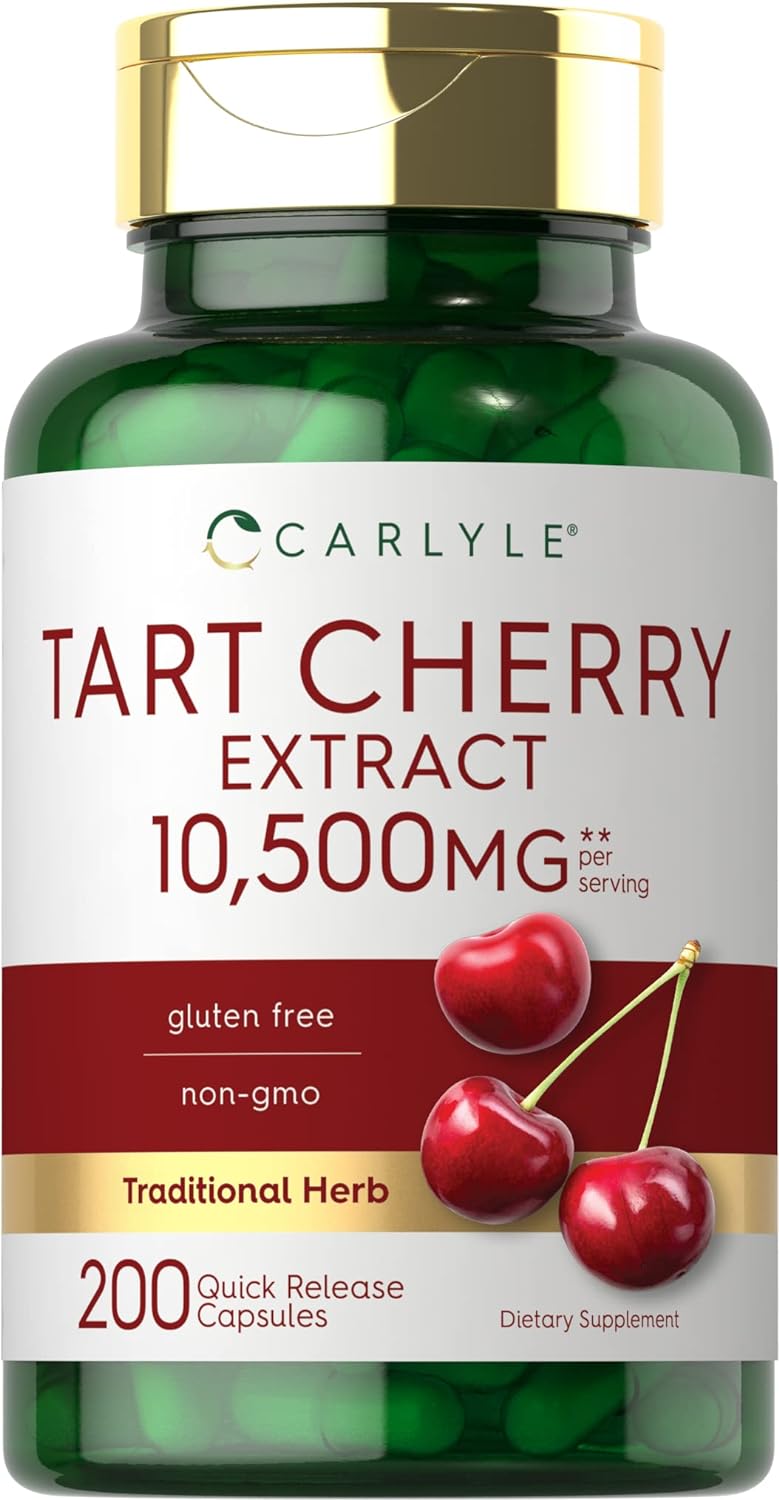 Carlyle Tart Cherry Capsules | 10,500mg | 200 Pills | Max Potency | Non-GMO, Gluten Free | Tart Cherry Juice Extract