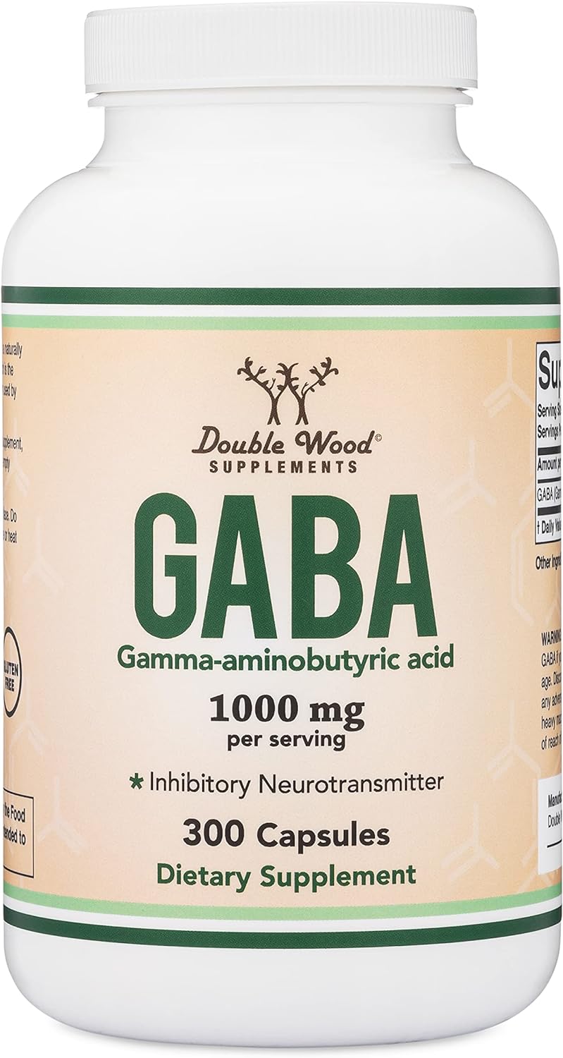 GABA Supplement (300 Capsules, 1,000mg per Serving) Promotes Calm, Relaxation, and Supports Sleep (Vegan Safe, Gluten Free, Non-GMO)(Gamma Aminobutyric Acid) by Double Wood : Health & Household