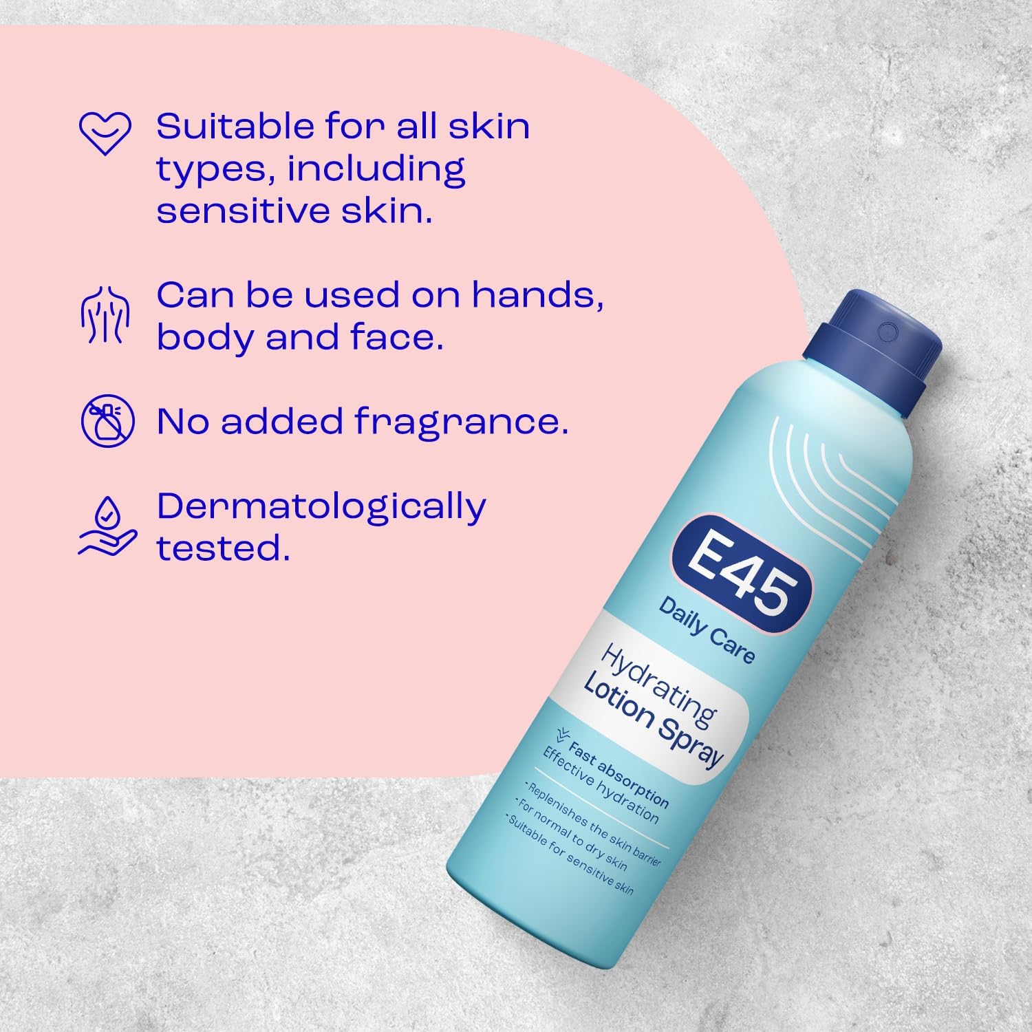 E45 Spray Moisturiser 200 ml - Daily Lotion Moisturiser Spray for Dry Sensitive Skin - Fast Absorbing Body Lotion Spray Moisturiser for Soft Skin and Lasting Hydration – Suitable for Eczema Prone Skin : Amazon.co.uk: Beauty