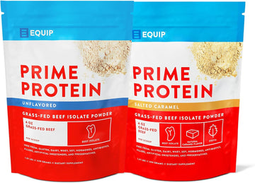 Equip Foods Prime Protein Powder Unflavored & Prime Protein Powder Salted Caramel