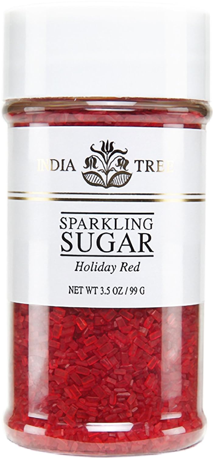 Pure Holiday Red Sparkling Sugar , Shimmery Sugar Sprinkles For Baking And Decorating , 3.5 Oz Jar (Pack Of 1)