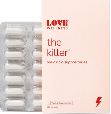 Love Wellness Boric Acid Suppositories For Women, The Killer | Vaginal Suppository For Healthy Ph Balance & Odor Control | Hygiene Products For Discomfort | Intimate Feminine Health