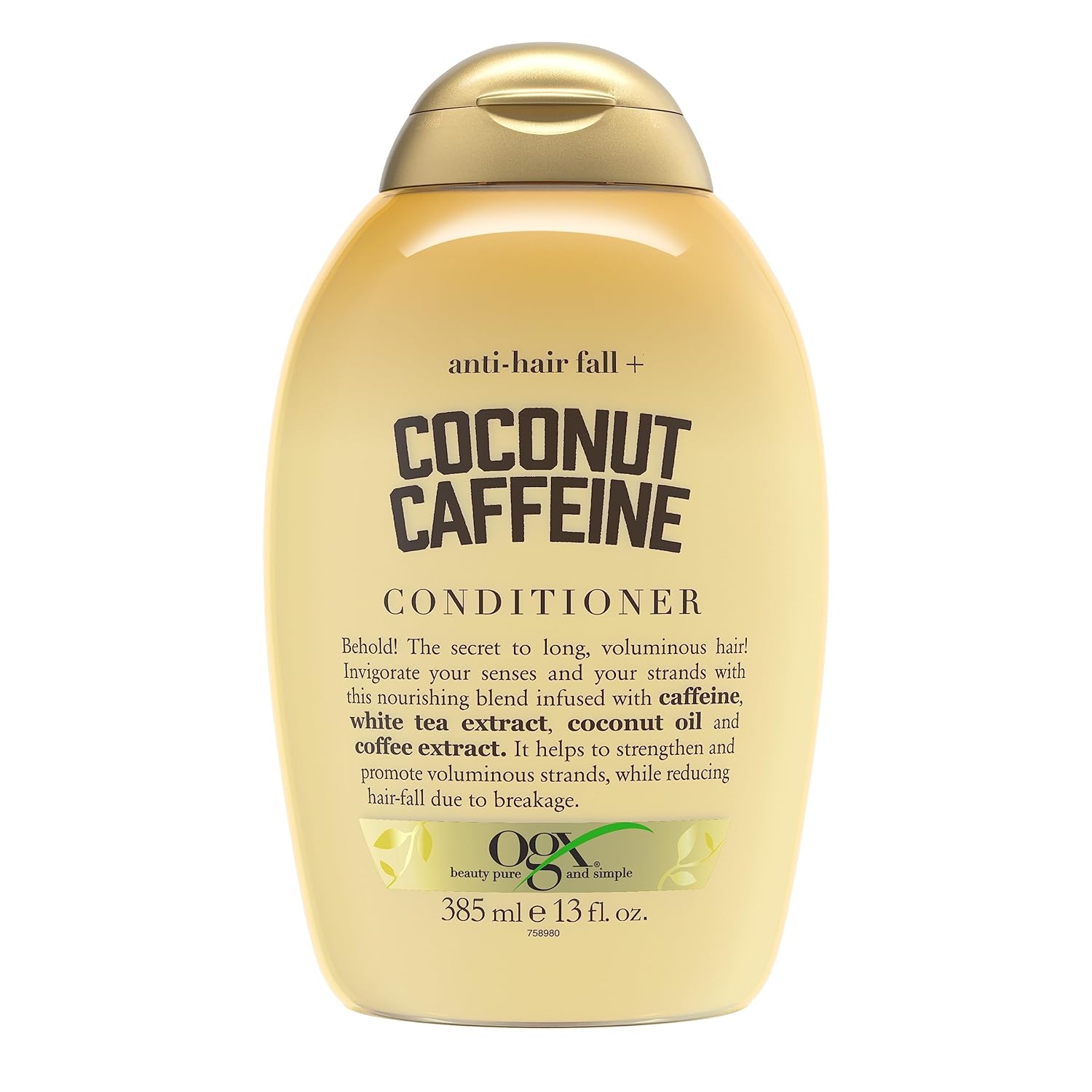 Ogx Anti-Hair Fall + Coconut Caffeine Strengthening Conditioner With Caffeine, Coconut Oil & Coffee Extract, 13 Fl Oz