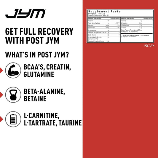 Post Jym Active Matrix, Post-Workout With Bcaa'S, Glutamine, Creatine Hcl, Beta-Alanine And More, Jym Supplement Science, Blue Arctic Freeze, 30 Servings (22 Oz)