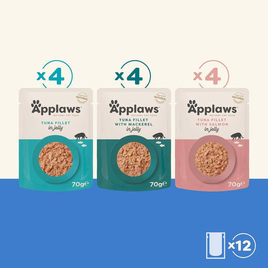 Applaws Natural Wet Cat Food Pouch, Fish Selection in Jelly 70 g (12 x 70 g Pouches)?8270ML-A