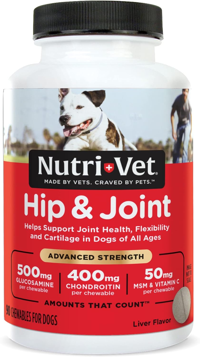Nutri-Vet Hip & Joint Chewable Dog Supplements | Formulated with Glucosamine & Chondroitin for Dogs | 90 Count