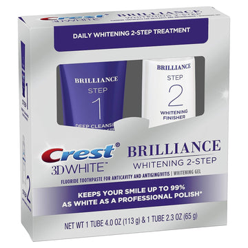 Crest 3D White Brilliance 2 Step Kit, Deep Clean Toothpaste (4Oz) + Teeth Whitening Gel (2.3Oz)