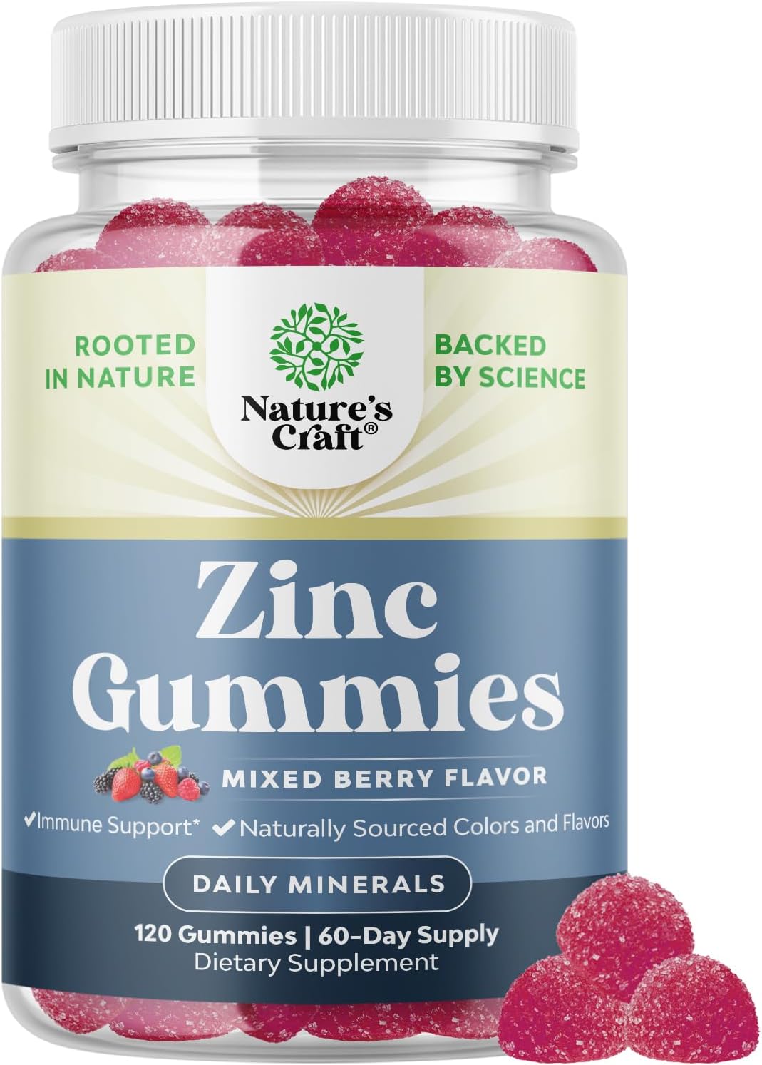 Extra Strength Zinc Gummies For Adults - Chewable Citrate 50Mg Immune Support Kosher Halal Gluten And Gelatin Free Non-Gmo Nut Great Tasting Formula